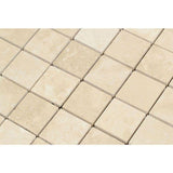 Ivory Travertine 2x2 Filled and Honed Mosaic Tile - TILE AND MOSAIC DEPOT