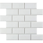 Thassos White Marble Deep-Beveled 2x4 Polished Mosaic Tile - TILE AND MOSAIC DEPOT