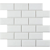 Thassos White Marble Deep-Beveled 2x4 Polished Mosaic Tile - TILE AND MOSAIC DEPOT