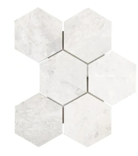 4x4 Bianco Congelato Dolomite Hexagon Mosaic - tilestate