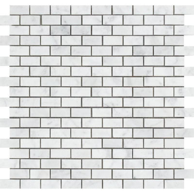 White Carrara Marble 5/8x1 1/4 Honed Mosaic Tile - TILE AND MOSAIC DEPOT