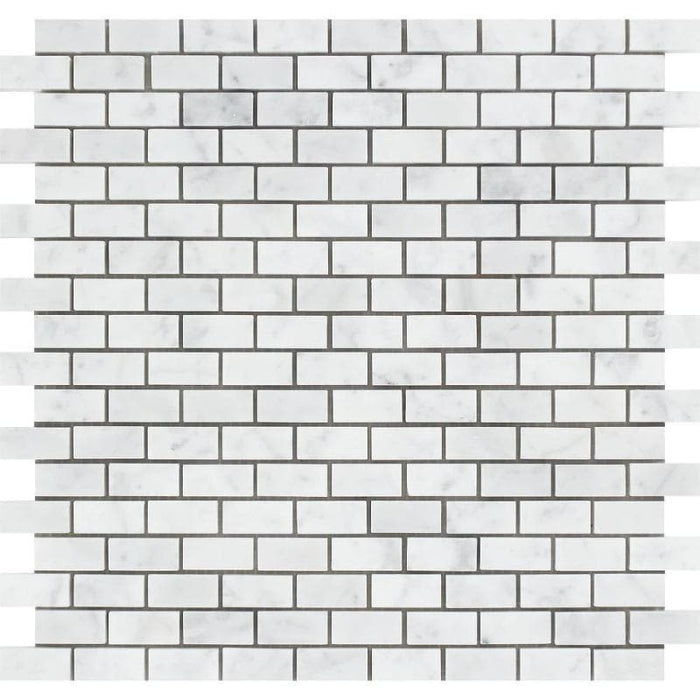 White Carrara Marble 5/8x1 1/4 Honed Mosaic Tile - TILE AND MOSAIC DEPOT