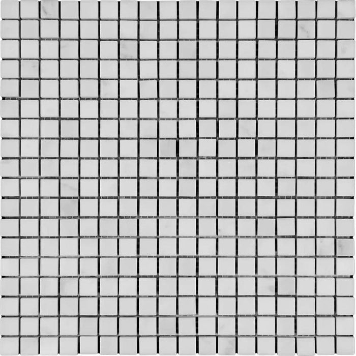 White Carrara Marble 5/8x5/8 Polished Mosaic Tile - TILE AND MOSAIC DEPOT