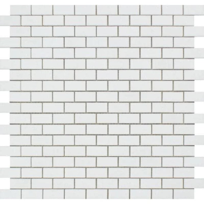 Thassos White Marble 5/8 x 1 1/4 Honed Mini Brick Mosaic Tile - TILE & MOSAIC DEPOT