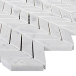 White Carrara Marble Mini Chevron Honed Mosaic Tile - TILE AND MOSAIC DEPOT