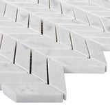 White Carrara Marble Mini Chevron Honed Mosaic Tile - TILE AND MOSAIC DEPOT