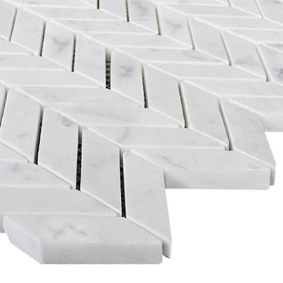 White Carrara Marble Mini Chevron Honed Mosaic Tile - TILE AND MOSAIC DEPOT