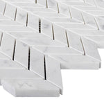 White Carrara Marble Mini Chevron Polished Mosaic Tile - TILE AND MOSAIC DEPOT