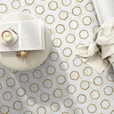 Calacatta Gold Marble Brass Hexagon Polished Mosaic Tile.