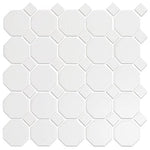 CC MOSAICS SN WH 12X12 W/ BLK OCT MOSAIC.