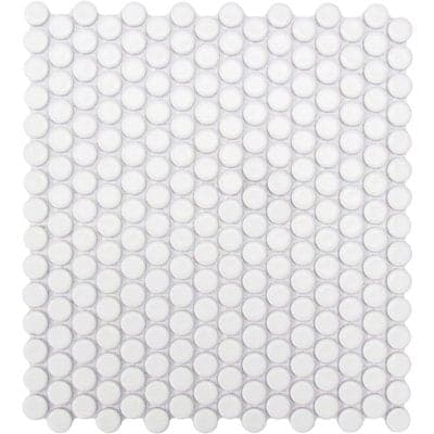 CC MOSAICS WHITE PENNY ROUND 12X12 MOS.