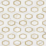 Calacatta Gold Marble Brass Hexagon Polished Mosaic Tile.