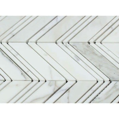 Calacatta Gold Marble Chevron Honed Mosaic Tile - TILE AND MOSAIC DEPOT