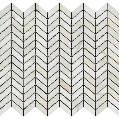 Calacatta Gold Marble Mini Chevron Honed Mosaic Tile - TILE AND MOSAIC DEPOT