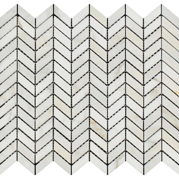 Calacatta Gold Marble Mini Chevron Honed Mosaic Tile - TILE AND MOSAIC DEPOT
