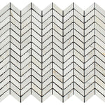 Calacatta Gold Marble Mini Chevron Polished Mosaic Tile - TILE AND MOSAIC DEPOT