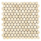Crema Marfil Marble Penny Round Polished Mosaic Tile - TILE AND MOSAIC DEPOT