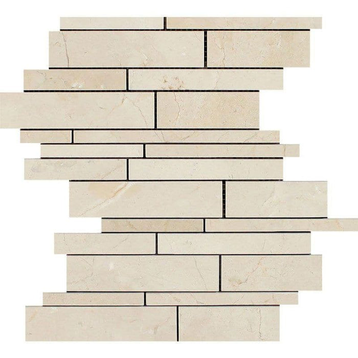 Crema Marfil Marble Random Insert Strip Polished Mosaic Tile - TILE AND MOSAIC DEPOT