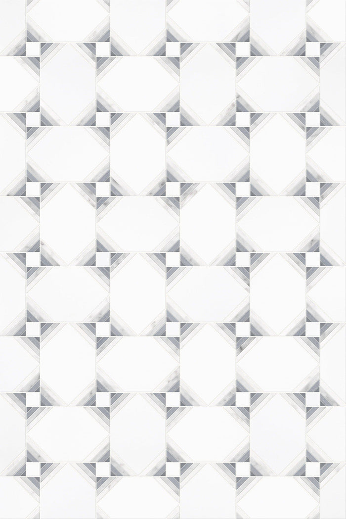 Thassos White Carrara White Bardiglio Marble Special Polished Mosaic Tile - TILE & MOSAIC DEPOT
