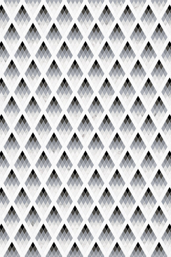 Thassos White Nero Marquina Bardiglio Marble Triangle Polished Mosaic Tile - TILE & MOSAIC DEPOT
