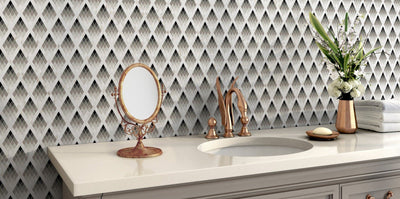 Dolomite White Nero Marquina Azul Marble Triangle Polished Mosaic 