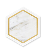 Calacatta Gold Marble Brass Honed Large Hexagon Mosaic Tile - TILE & MOSAIC DEPOT