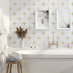 Dolomite Marble Brass Squares Honed Mosaic Tile - TILE & MOSAIC DEPOT