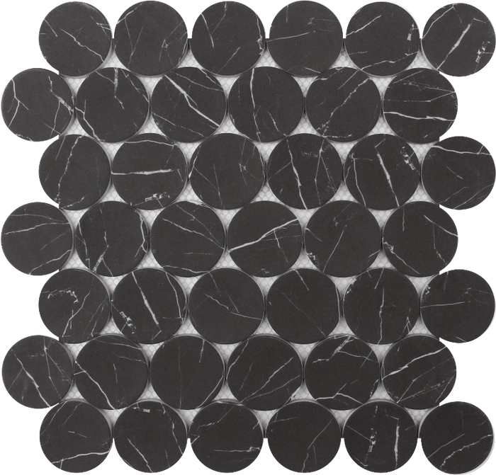 ROCKART THASSOS & NERO MARQUINA DOT 11X12 MOSAIC.