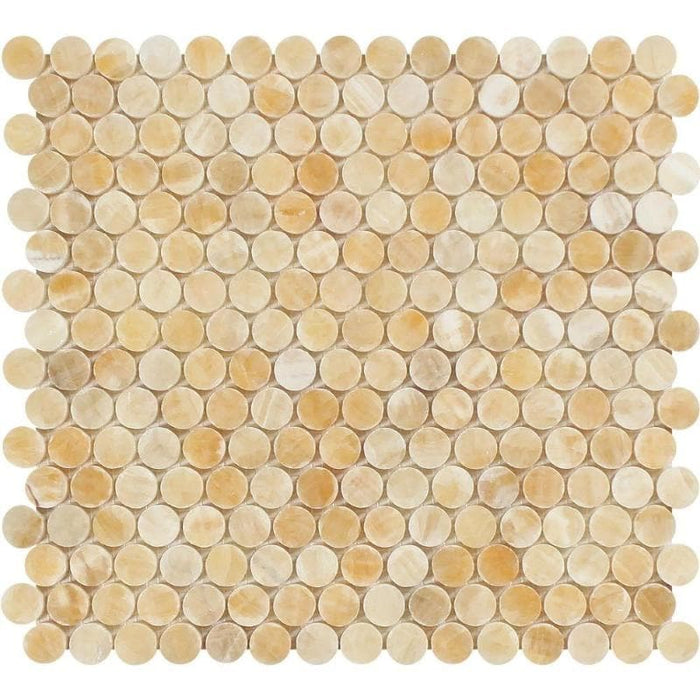 Honey Onyx Penny Round Polished Mosaic Tile - TILE AND MOSAIC DEPOT