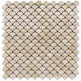 Crema Marfil Marble Fan Shape Design Polished Mosaic Tile - TILE AND MOSAIC DEPOT