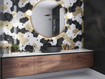 SUIKO Nero Marquina, Thassos, Brass Mix Mosaic Tile - TILE & MOSAIC DEPOT