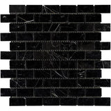 Nero Marquina Marble 1x2 Polished Mosaic Tile - TILE AND MOSAIC DEPOT