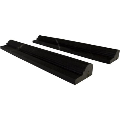 Nero Marquina Marble 2x12 1 Step Polished Chairrail - TILE AND MOSAIC DEPOT