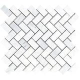 Asian Statuary (Oriental White) Marble 1x2 Herringbone Honed Mosaic Tile - TILE & MOSAIC DEPOT