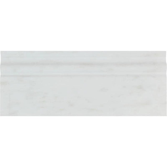 Asian Statuary (Oriental White) Marble 4 3/4x12 Polished Baseboard Molding - TILE & MOSAIC DEPOT