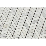 Asian Statuary (Oriental White) Marble Mini Chevron Polished Mosaic Tile - TILE & MOSAIC DEPOT
