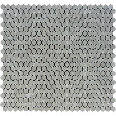 Spanish Grey Marble 1x1 Hexagon Polished Mosaic Tile.