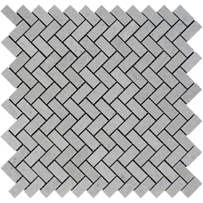 Spanish Grey Marble 1x2 Herringbone Polished Mosaic Tile.