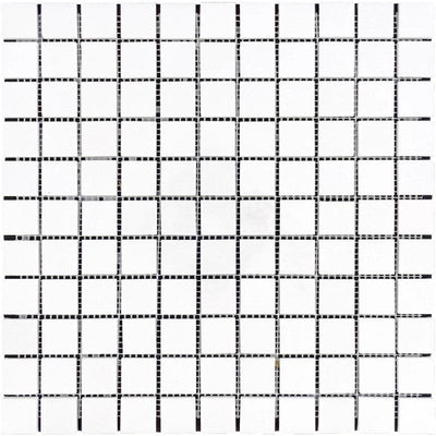 Thassos White Marble 1x1 Polished Mosaic Tile - TILE AND MOSAIC DEPOT