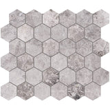 Tundra Gray Marble 2x2 Hexagon Honed Mosaic Tile - TILE AND MOSAIC DEPOT