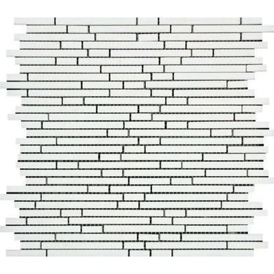 Thassos White Marble Honed Bamboo Sticks Design Mosaic Tile - TILE AND MOSAIC DEPOT