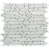 Thassos White Marble Polished Bamboo Sticks Design Mosaic Tile - TILE AND MOSAIC DEPOT