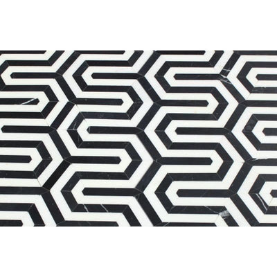 Thassos White and Black Marble Berlinetta Honed Mosaic Tile - TILE AND MOSAIC DEPOT