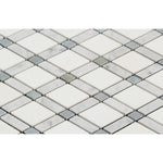 Thassos White Carrara Blue Marble Lattice Honed Mosaic Tile - TILE AND MOSAIC DEPOT