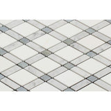 Thassos White Carrara Blue Marble Lattice Honed Mosaic Tile - TILE AND MOSAIC DEPOT
