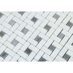 Thassos White Marble Pinwheel w/Blue dots Polished Mosaic Tile - TILE AND MOSAIC DEPOT