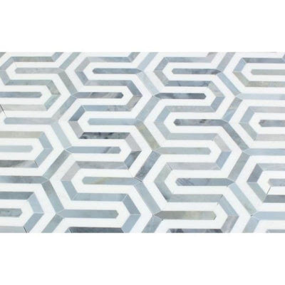 Thassos White and Blue Marble Berlinetta Honed Mosaic Tile - TILE AND MOSAIC DEPOT