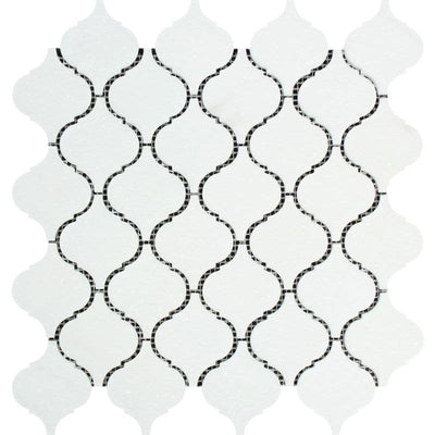 Thassos White Marble Lantern (Arabesque) Honed Mosaic Tile - TILE AND MOSAIC DEPOT