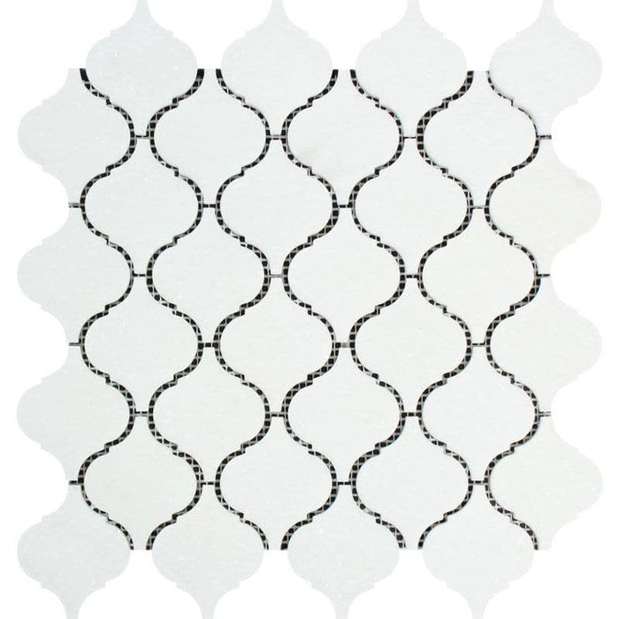 Thassos White Marble Lantern (Arabesque) Polished Mosaic Tile - TILE AND MOSAIC DEPOT