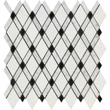 Thassos White Carrara Black Marble Lattice Honed Mosaic Tile - TILE AND MOSAIC DEPOT